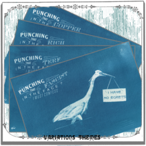 Tirages cyanotypes avec une aigrette qui prône la violence contre les oppresseurs